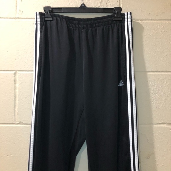 Adidas Black & White Striped Joggers with Elastic Waist Size Medium - Picture 2 of 8
